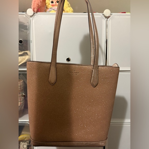 kate spade Handbags - Kate Spade Glitter Rose Gold Sparkling Tote